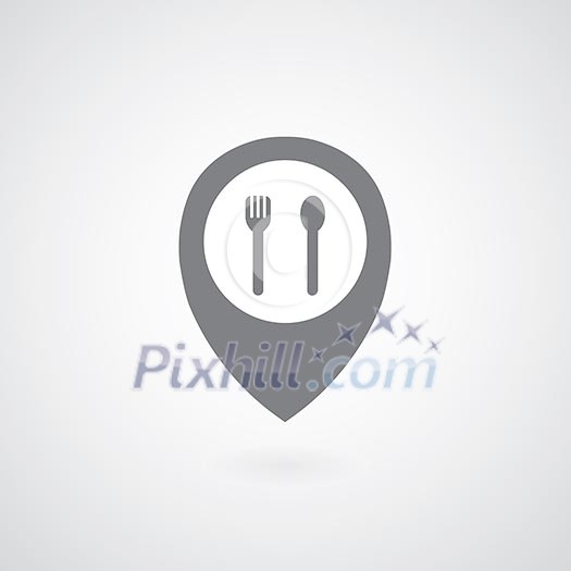 Spoon and fork symbol  on gray background 
