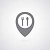 Spoon and fork symbol  on gray background 