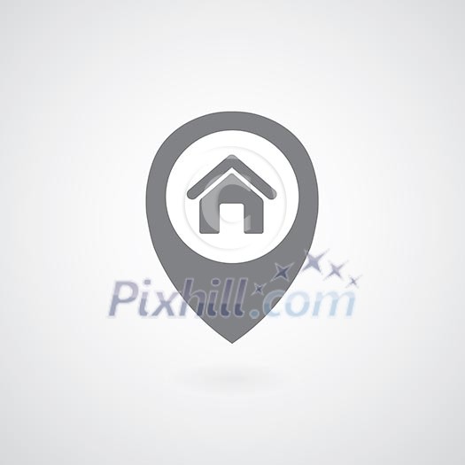home symbol pointer on gray background 