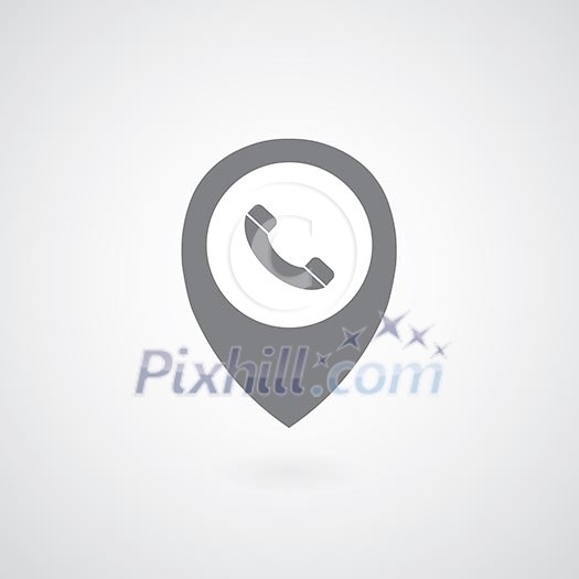 phone symbol  pointer on gray background 