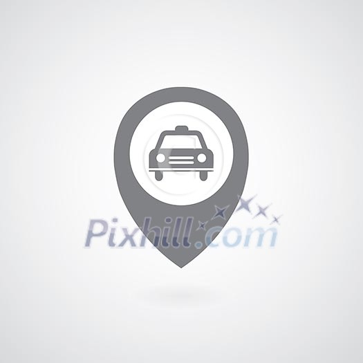 Taxi symbol pointer on gray background Taxi symbol pointer on gray background