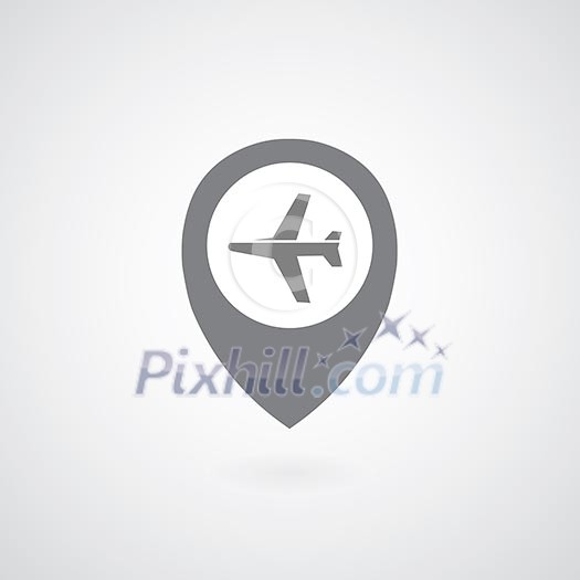 airplane symbol  pointer on gray background 