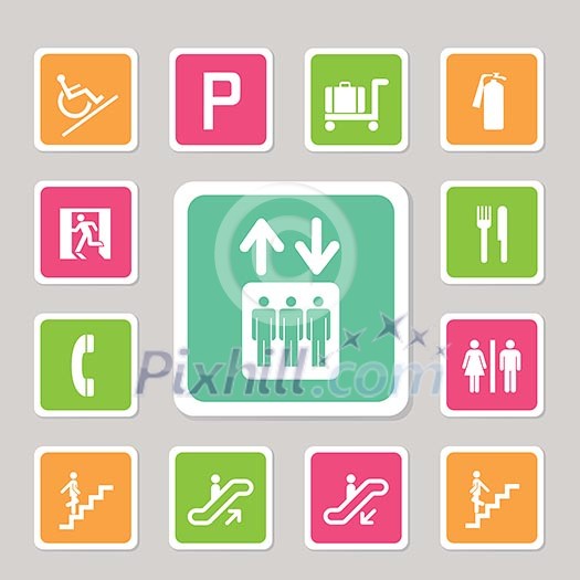 shopping mall icons set for usr