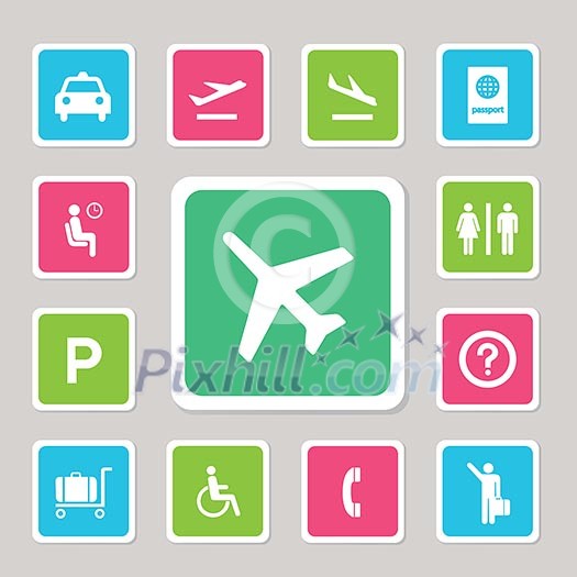 Airport icons set for use 