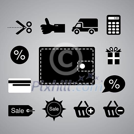Shopping symbol on gray background