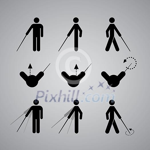 blind man symbol on gray background blind man symbol on gray background