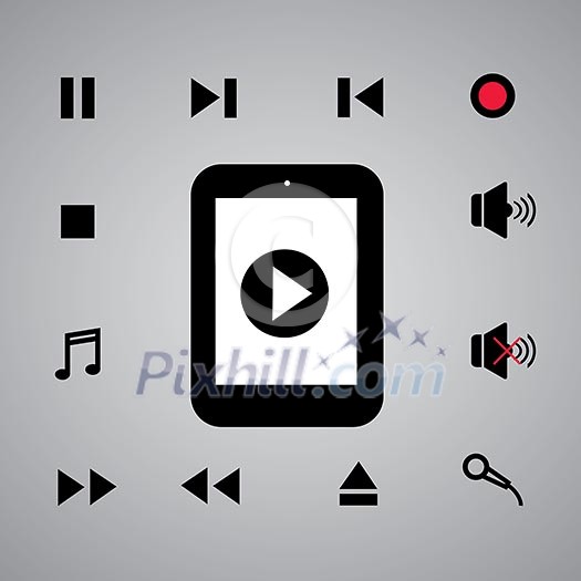 media symbol on gray background media symbol on gray background