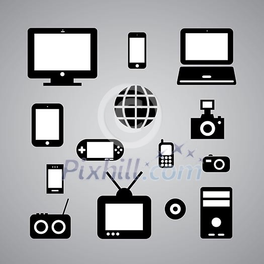 technology symbol on gray background technology symbol on gray background