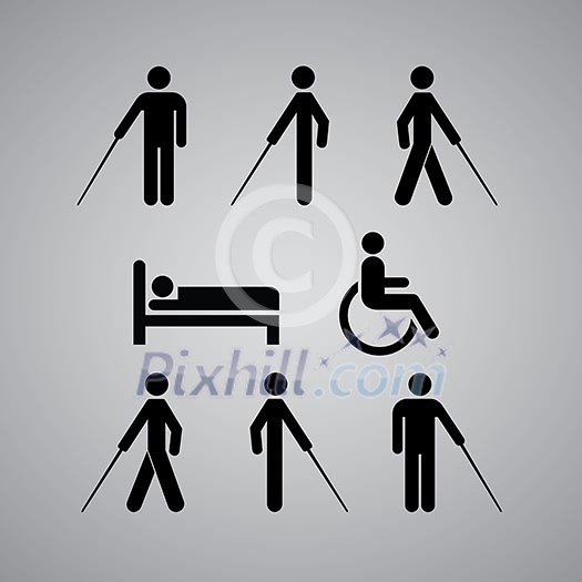 Disability symbol on gray background Disability symbol on gray background