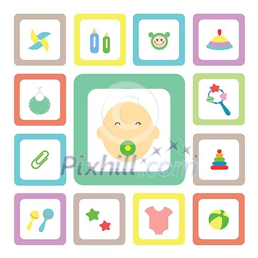 icon acessories set for baby