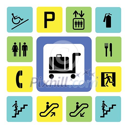 shopping mall icons set from Illustration