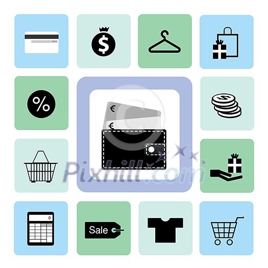 icons shopping set for use