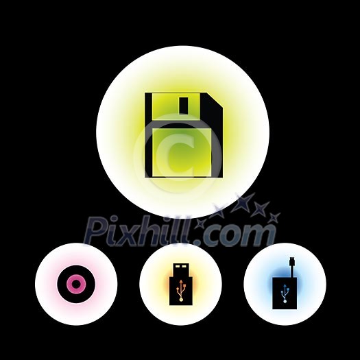 icon set in black background for use icon set in black background for use