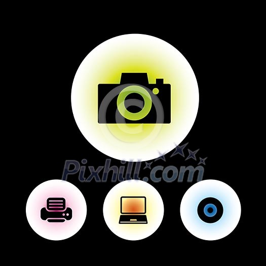 icon set in black background for use
