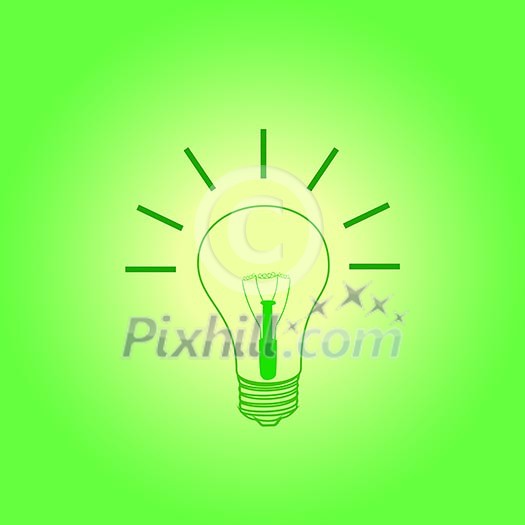 light bulb idea on green background