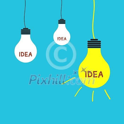 light bulb idea on blue background