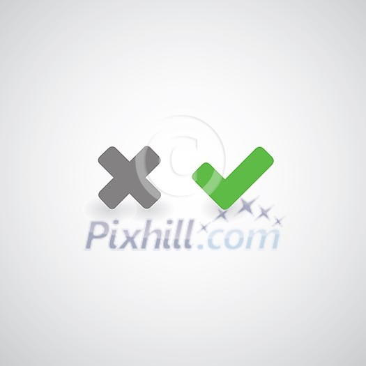 Approved and rejected symbol on gray background Approved and rejected symbol on gray background