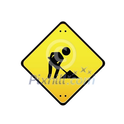 sign under construction on white background