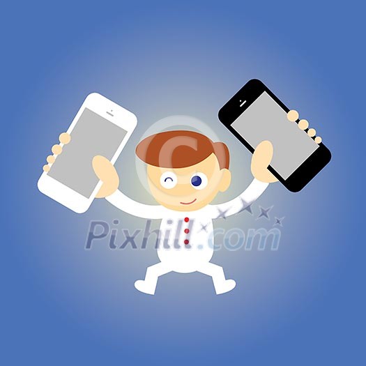 businessman and technology vector cartoon style businessman and technology vector cartoon style