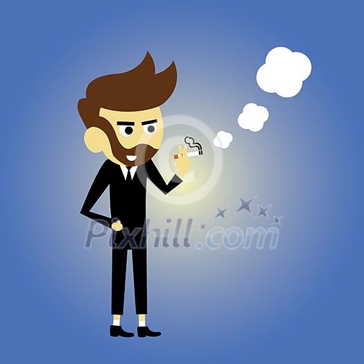 Smoking man vector cartoon style Smoking man vector cartoon style