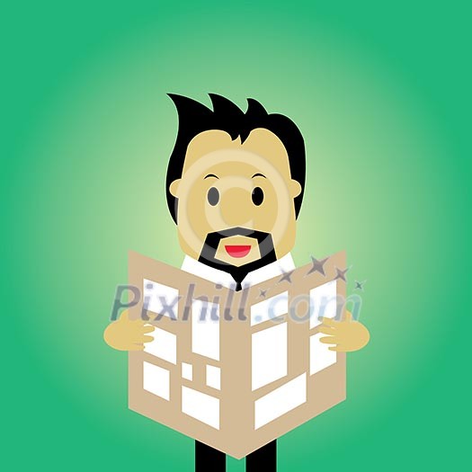 businessman reading a newspaper vector cartoon businessman reading a newspaper vector cartoon