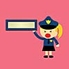 Vector of a female police holding an empty sign