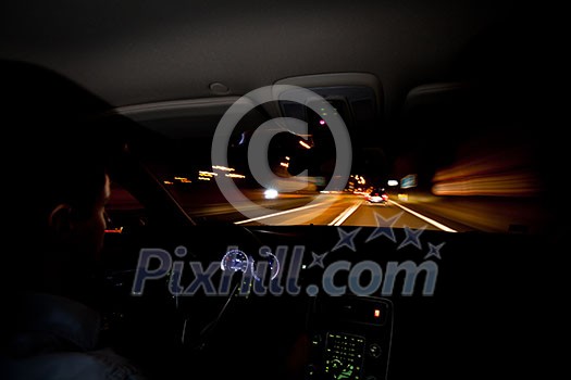 Driving a car at night Driving a car at night