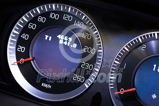 Modern car dashboard close-up view Modern car dashboard close-up view
