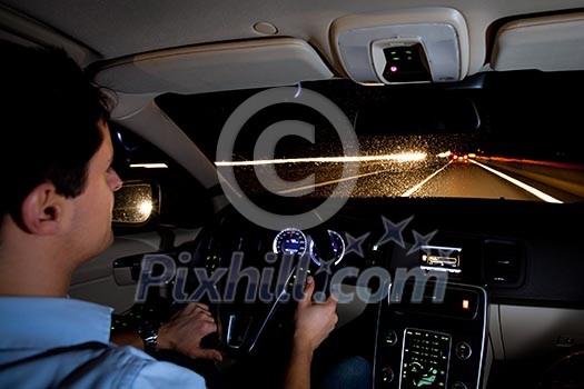 Driving a car at night Driving a car at night