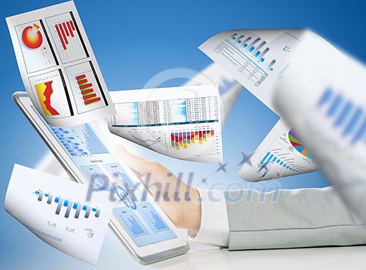 Close up image of human hand holding tablet pc Close up image of human hand holding tablet pc