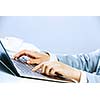 Close up image of businesswoman hands typing on keyboard