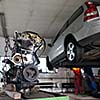 Inside a garage - changing wheels/tires (shallow DOF; color toned image)