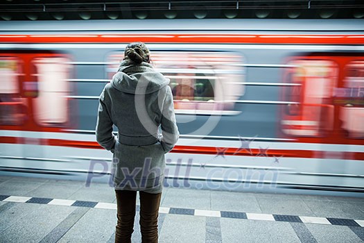Subway station (motion blurred & color toned image)
