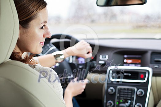 woman driving a car