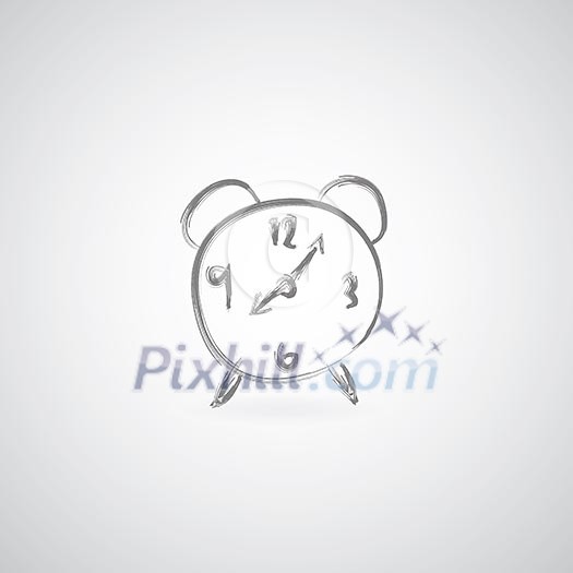 alarm clock sketch on gray background 