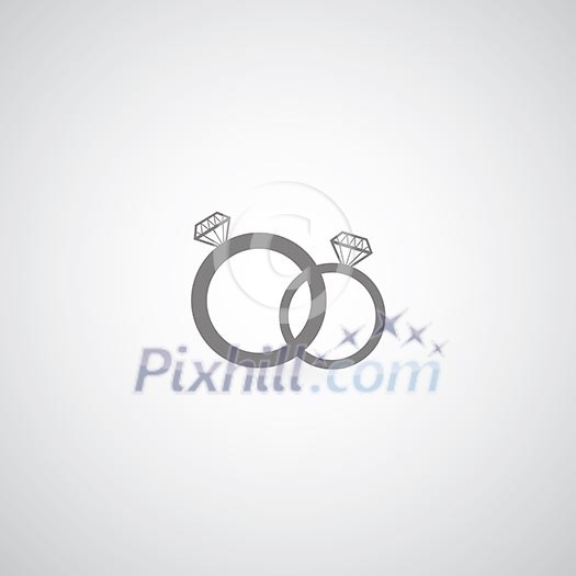 couple diamond engagement ring vector symbol 