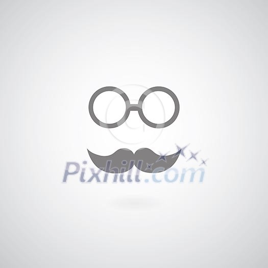 vintage mustache and glasses symbol on gray background