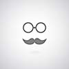 vintage mustache and glasses symbol on gray background