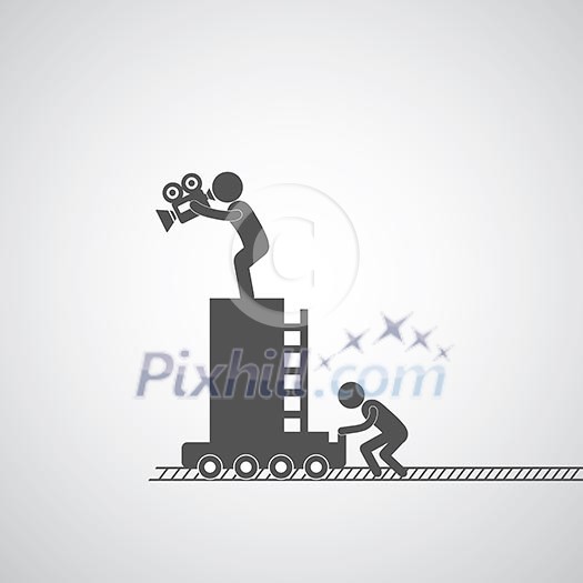 movie production symbol on gray background movie production symbol on gray background