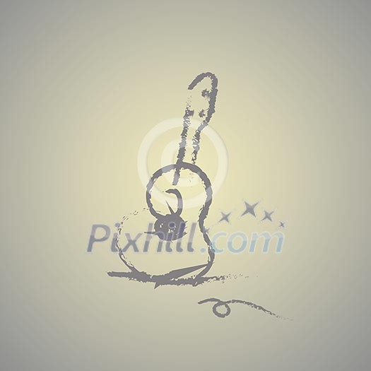 hand drawn acoustic guitar vector 