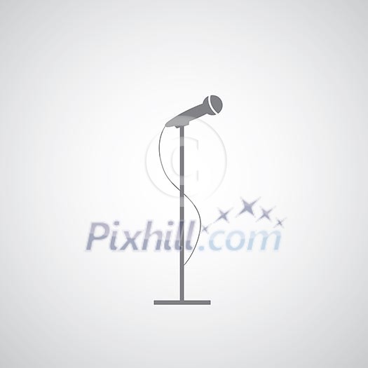 vector microphone on gray background 