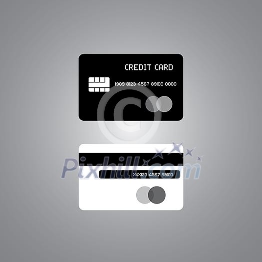 Credit cards symbol on gray background