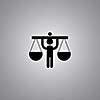 justice symbol on gray background 