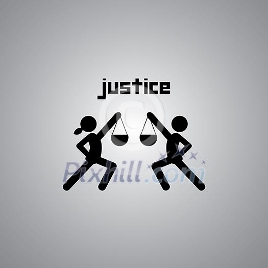 justice symbol on gray background 