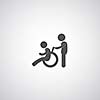 disabled care sign on gray background 