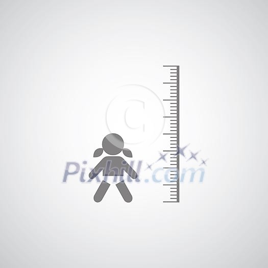 height measurement little girl symbol on gray background height measurement little girl symbol on gray background