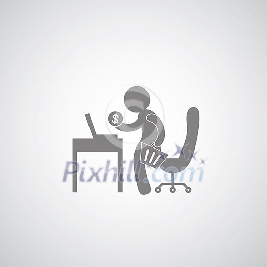 shopping online symbol on gray background shopping online symbol on gray background