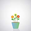 flowerpot vector cartoon on gray background