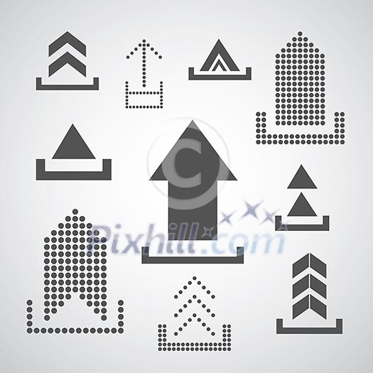 Vector upload icon on gray background 