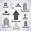Vector upload icon on gray background 